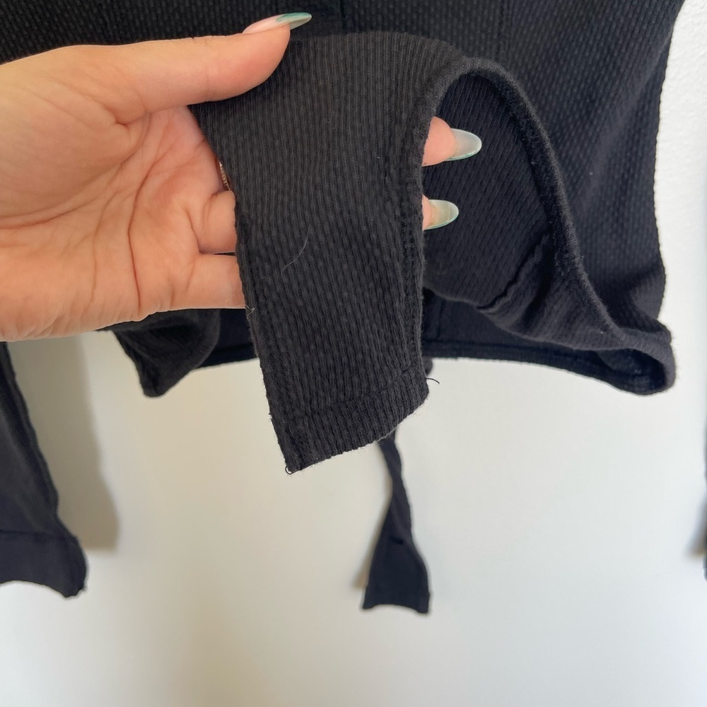 Free People Intimately Black Long Sleeve Button Thermal Sloane Bodysuit - Picture 9 of 12